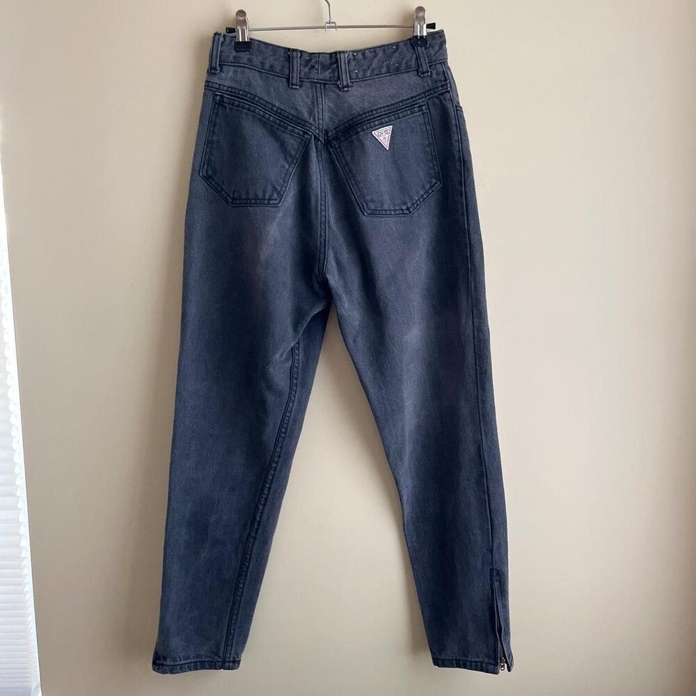 Vintage Guess Jeans Women's 25" Faded Black Denim Triangle Patch 90s 100% Cotton